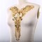 Gold Oversized Beaded Neckline Applique with Fringe for Costumes and Dresses Hot Fix Patch